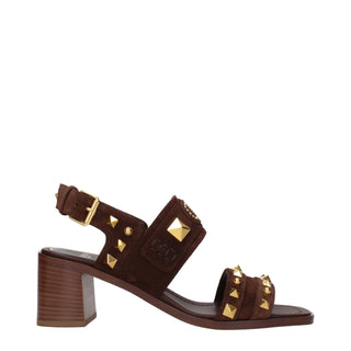 Valentino Garavani Brown Leather Strap-On Sandals
