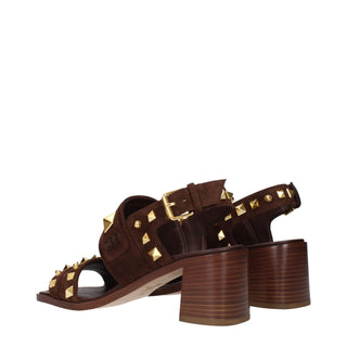 Valentino Garavani Brown Leather Strap-On Sandals