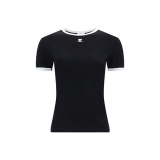 Courrèges Black Cotton T-Shirt