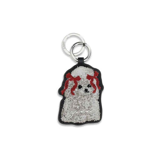 Ganni White Recycled Leather Keychain